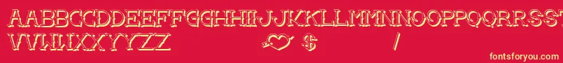 フォントLoveYouMomShadow – 黄色の文字、赤い背景