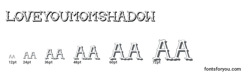 LoveYouMomShadow Font Sizes