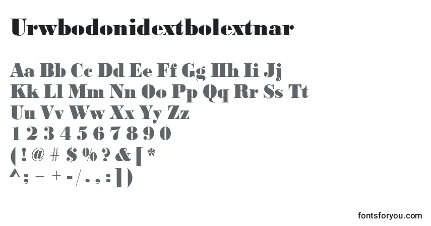 Czcionka Urwbodonidextbolextnar – alfabet, cyfry, specjalne znaki