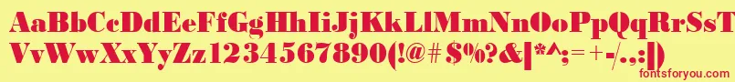 フォントUrwbodonidextbolextnar – 赤い文字の黄色い背景