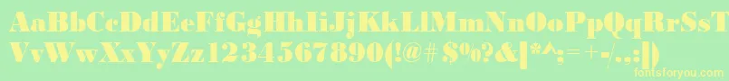 フォントUrwbodonidextbolextnar – 黄色の文字が緑の背景にあります