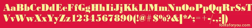 フォントUrwbodonidextbolextnar – 黄色の文字、赤い背景