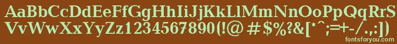 フォントBalticaBold.001.001 – 緑色の文字が茶色の背景にあります。