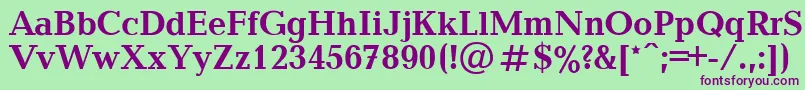 フォントBalticaBold.001.001 – 緑の背景に紫のフォント