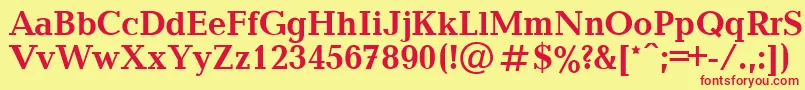 BalticaBold.001.001-fontti – punaiset fontit keltaisella taustalla