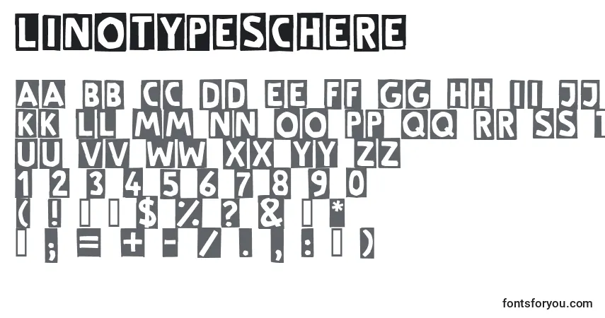 Czcionka LinotypeSchere – alfabet, cyfry, specjalne znaki