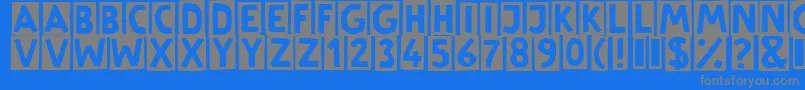Fonte LinotypeSchere – fontes cinzas em um fundo azul