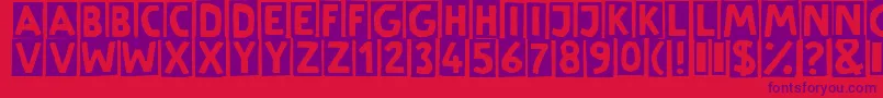 LinotypeSchere-Schriftart – Violette Schriften auf rotem Hintergrund