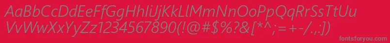 SegoeUiSemilightItalic-Schriftart – Graue Schriften auf rotem Hintergrund
