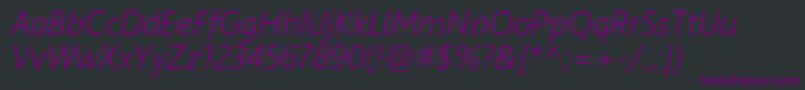 フォントSegoeUiSemilightItalic – 黒い背景に紫のフォント
