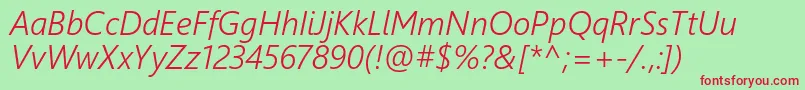 フォントSegoeUiSemilightItalic – 赤い文字の緑の背景