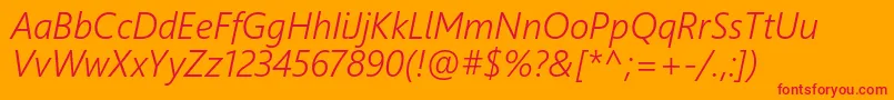 Fonte SegoeUiSemilightItalic – fontes vermelhas em um fundo laranja