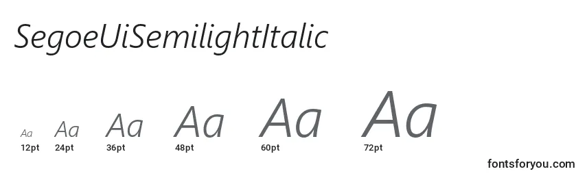 Größen der Schriftart SegoeUiSemilightItalic