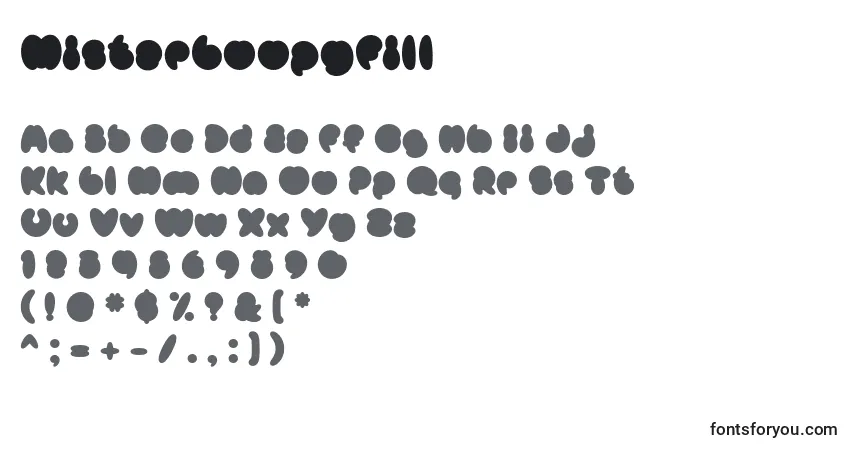 Czcionka MisterLoopyFill – alfabet, cyfry, specjalne znaki
