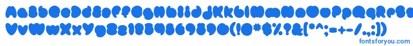 MisterLoopyFill-Schriftart – Blaue Schriften auf weißem Hintergrund