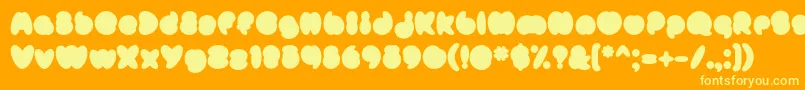 Fonte MisterLoopyFill – fontes amarelas em um fundo laranja