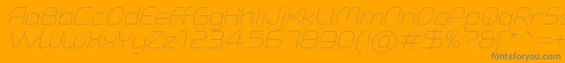 TypoAngularRoundedThinItalicDemo-Schriftart – Graue Schriften auf orangefarbenem Hintergrund