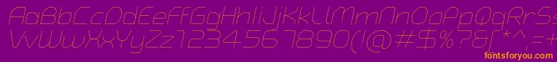 TypoAngularRoundedThinItalicDemo Font – Orange Fonts on Purple Background