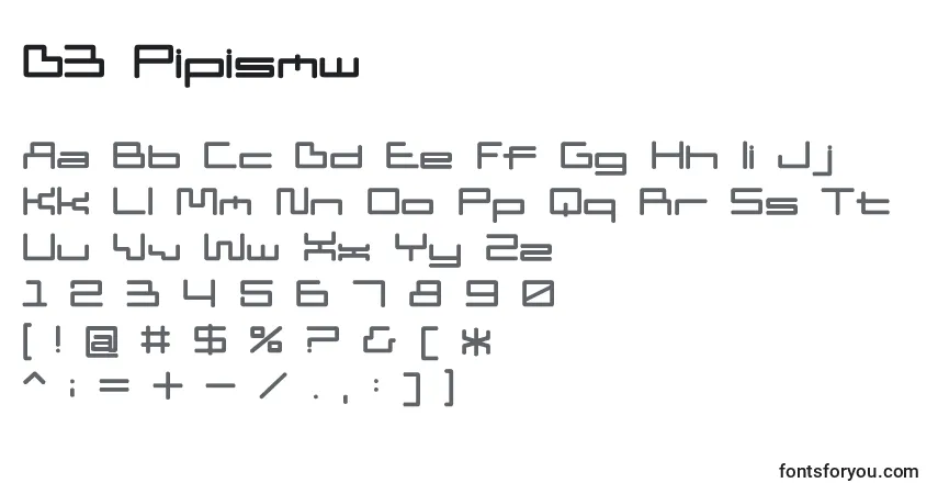 Шрифт D3 Pipismw – алфавит, цифры, специальные символы
