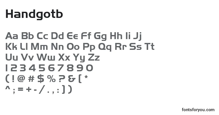 A fonte Handgotb – alfabeto, números, caracteres especiais
