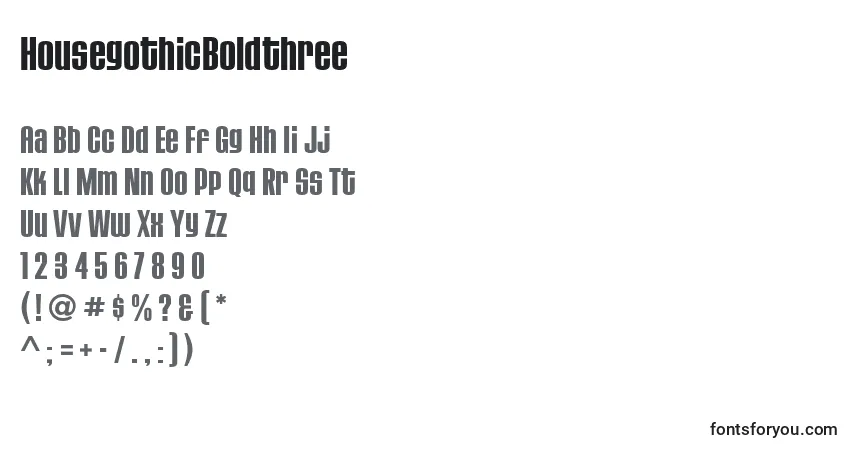 Schriftart HousegothicBoldthree – Alphabet, Zahlen, spezielle Symbole