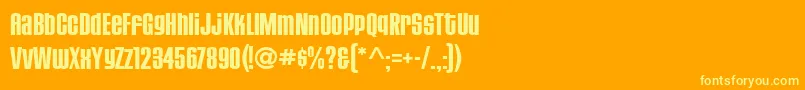 HousegothicBoldthree-fontti – keltaiset fontit oranssilla taustalla