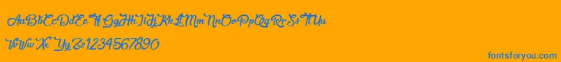 SweetheartBirthday-Schriftart – Blaue Schriften auf orangefarbenem Hintergrund