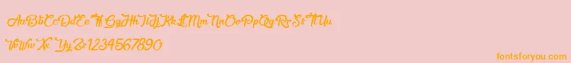 SweetheartBirthday-Schriftart – Orangefarbene Schriften auf rosa Hintergrund