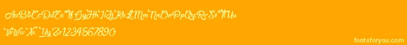 SweetheartBirthday-Schriftart – Gelbe Schriften auf orangefarbenem Hintergrund