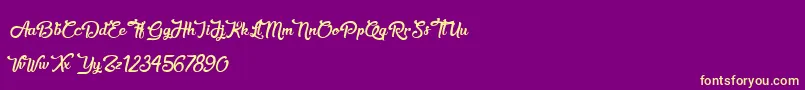 SweetheartBirthday Font – Yellow Fonts on Purple Background