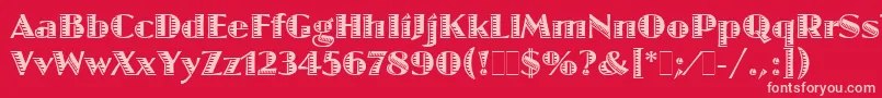 JazzLetPlain.1.0 Font – Pink Fonts on Red Background