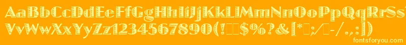 JazzLetPlain.1.0 Font – Yellow Fonts on Orange Background