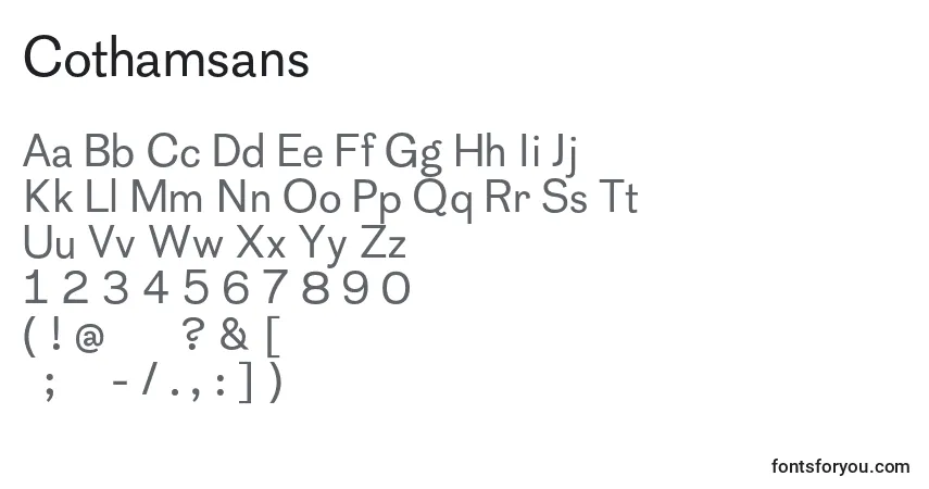 Schriftart Cothamsans – Alphabet, Zahlen, spezielle Symbole