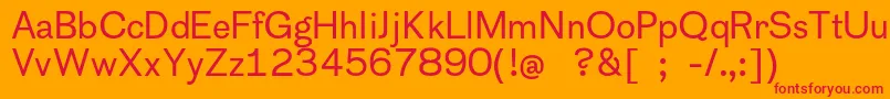 Cothamsans-Schriftart – Rote Schriften auf orangefarbenem Hintergrund