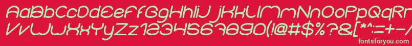 フォントElementaryBoldItalic – 赤い背景に緑の文字