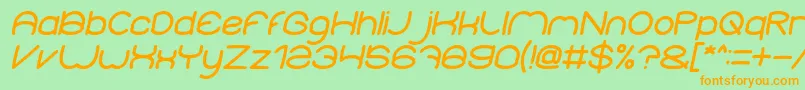 フォントElementaryBoldItalic – オレンジの文字が緑の背景にあります。