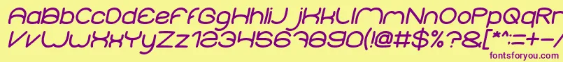 ElementaryBoldItalic Font – Purple Fonts on Yellow Background