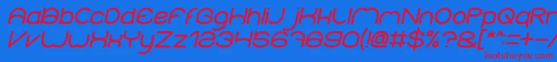 ElementaryBoldItalic Font – Red Fonts on Blue Background