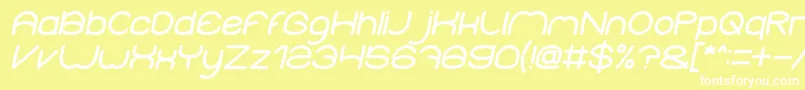 フォントElementaryBoldItalic – 黄色い背景に白い文字