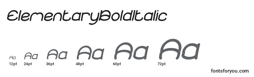 Размеры шрифта ElementaryBoldItalic