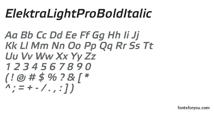 Police ElektraLightProBoldItalic - Alphabet, Chiffres, Caractères Spéciaux