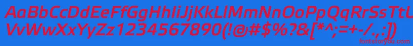 ElektraLightProBoldItalic-Schriftart – Rote Schriften auf blauem Hintergrund