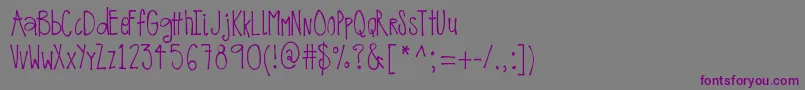Шрифт MrfOnTheEdgeOfCrazy – фиолетовые шрифты на сером фоне
