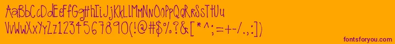 MrfOnTheEdgeOfCrazy-fontti – violetit fontit oranssilla taustalla