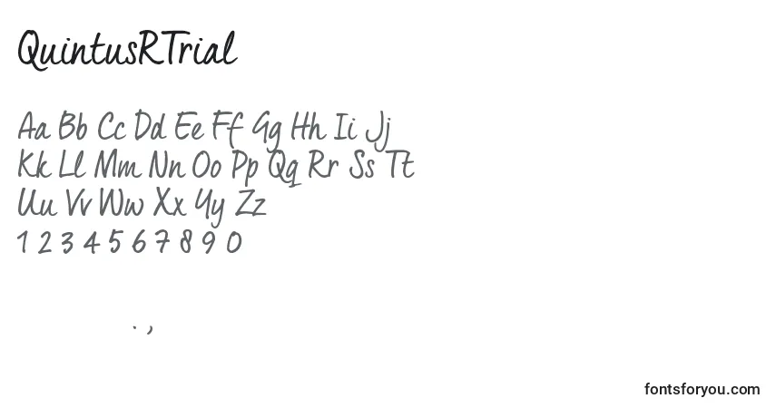 Czcionka QuintusRTrial (113050) – alfabet, cyfry, specjalne znaki