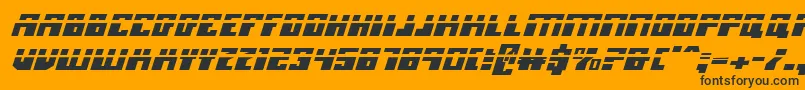 MicronianLaserItalic-Schriftart – Schwarze Schriften auf orangefarbenem Hintergrund