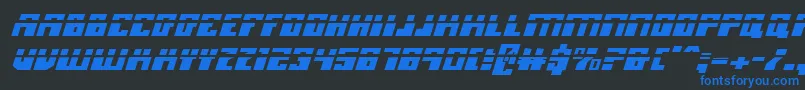 Fonte MicronianLaserItalic – fontes azuis em um fundo preto