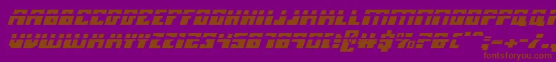 フォントMicronianLaserItalic – 紫色の背景に茶色のフォント