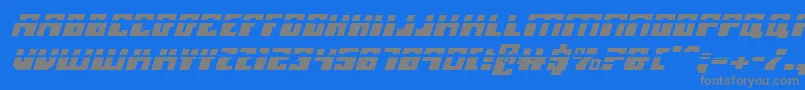 MicronianLaserItalic-fontti – harmaat kirjasimet sinisellä taustalla
