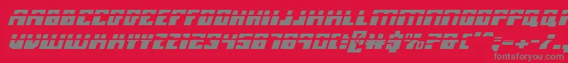 フォントMicronianLaserItalic – 赤い背景に灰色の文字